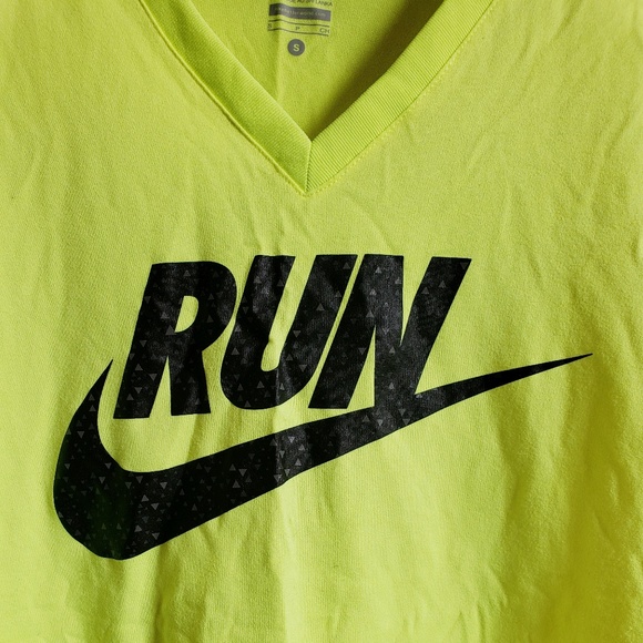 Neon Yellow Nike Run Short Sleeve Shirt Small - Picture 2 of 4